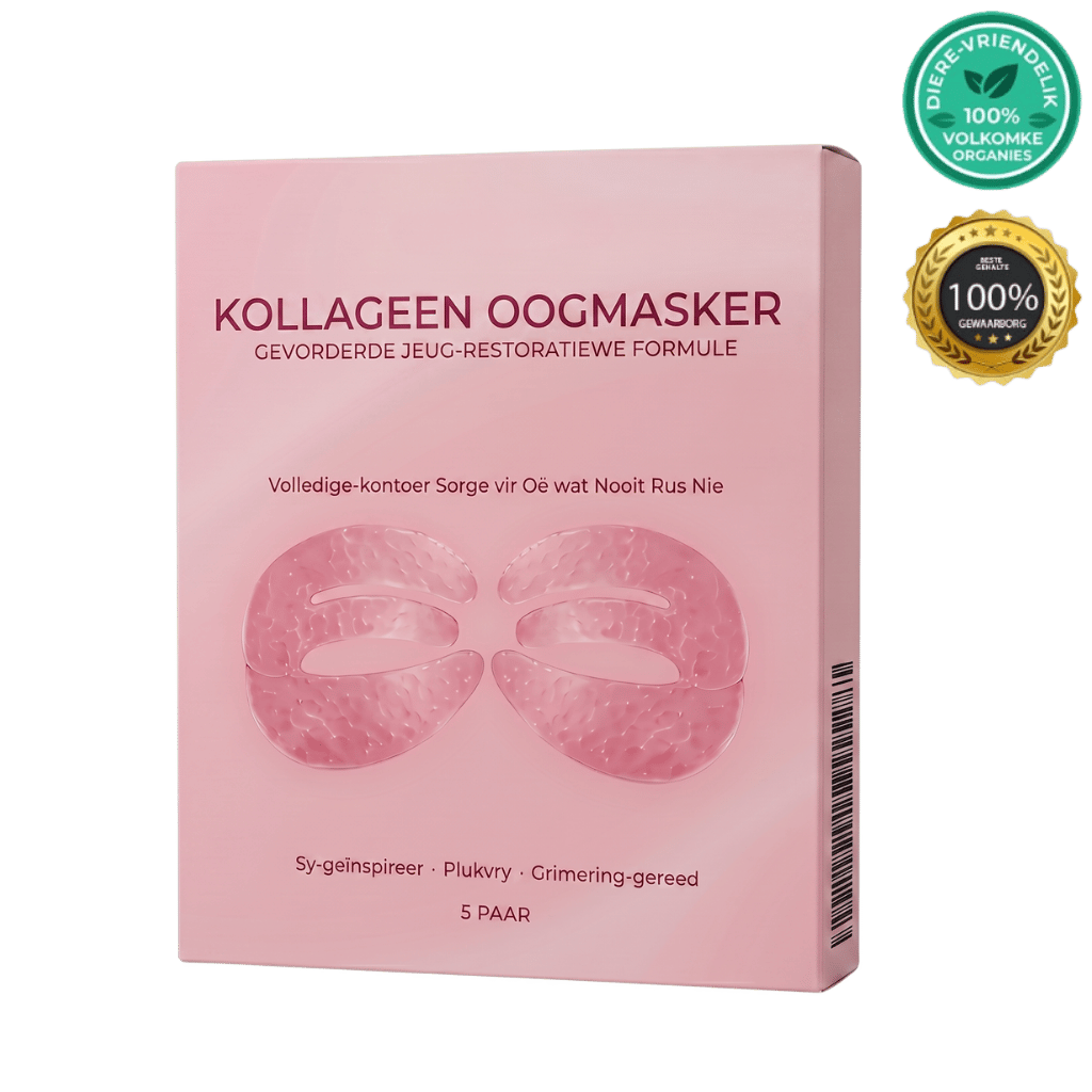 Diep kollageen-oogmasker verpakking met hidrogel oogsorgmaskers en etikette.