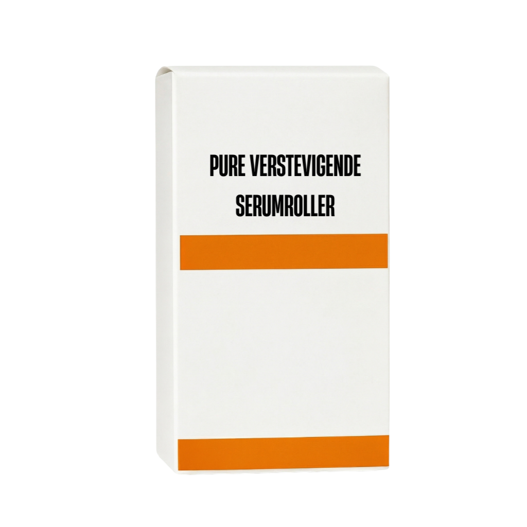 Verpakking van Pure Verstevigende Serumroller, 'n skoonheidsproduk vir daaglikse velsorg.