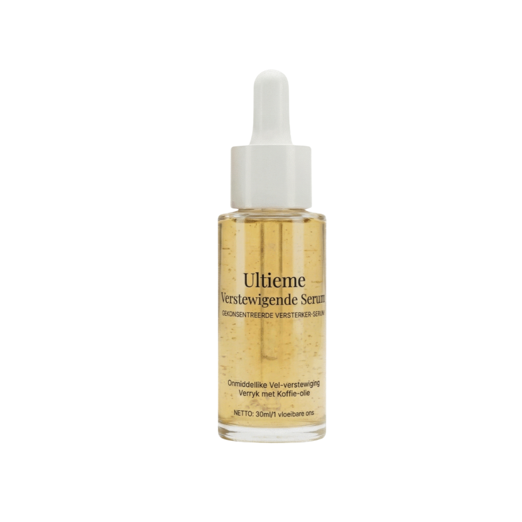 Ultieme Verstewigende Serum bottel met pipet vir verbeterde velversorging en gladder afwerking.