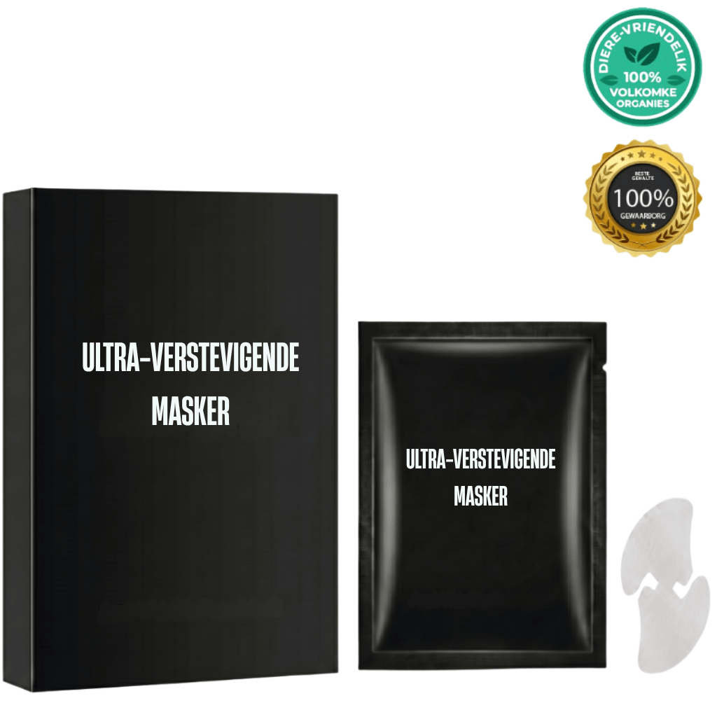 Verpakking van Ultra-verstevigende masker met 100% organiese label en diervriendelike sertifikate.
