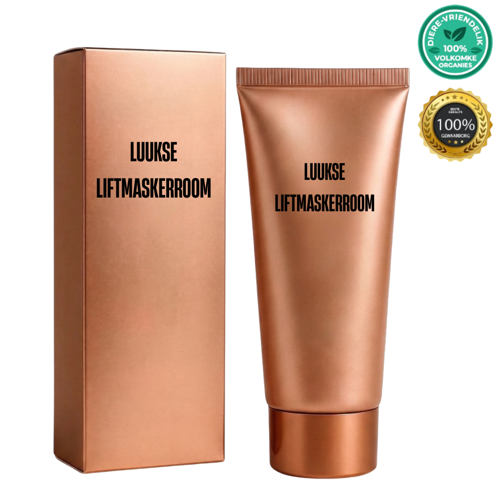 Premium opheffende maskerroom verpakking en tube met 'n glansende afwerking.