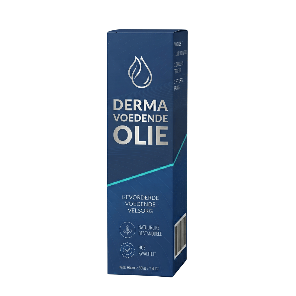 Verpakking van Derma Voedende Olie, 'n ligte skoonheidsolie vir daaglikse voeding en versorging.