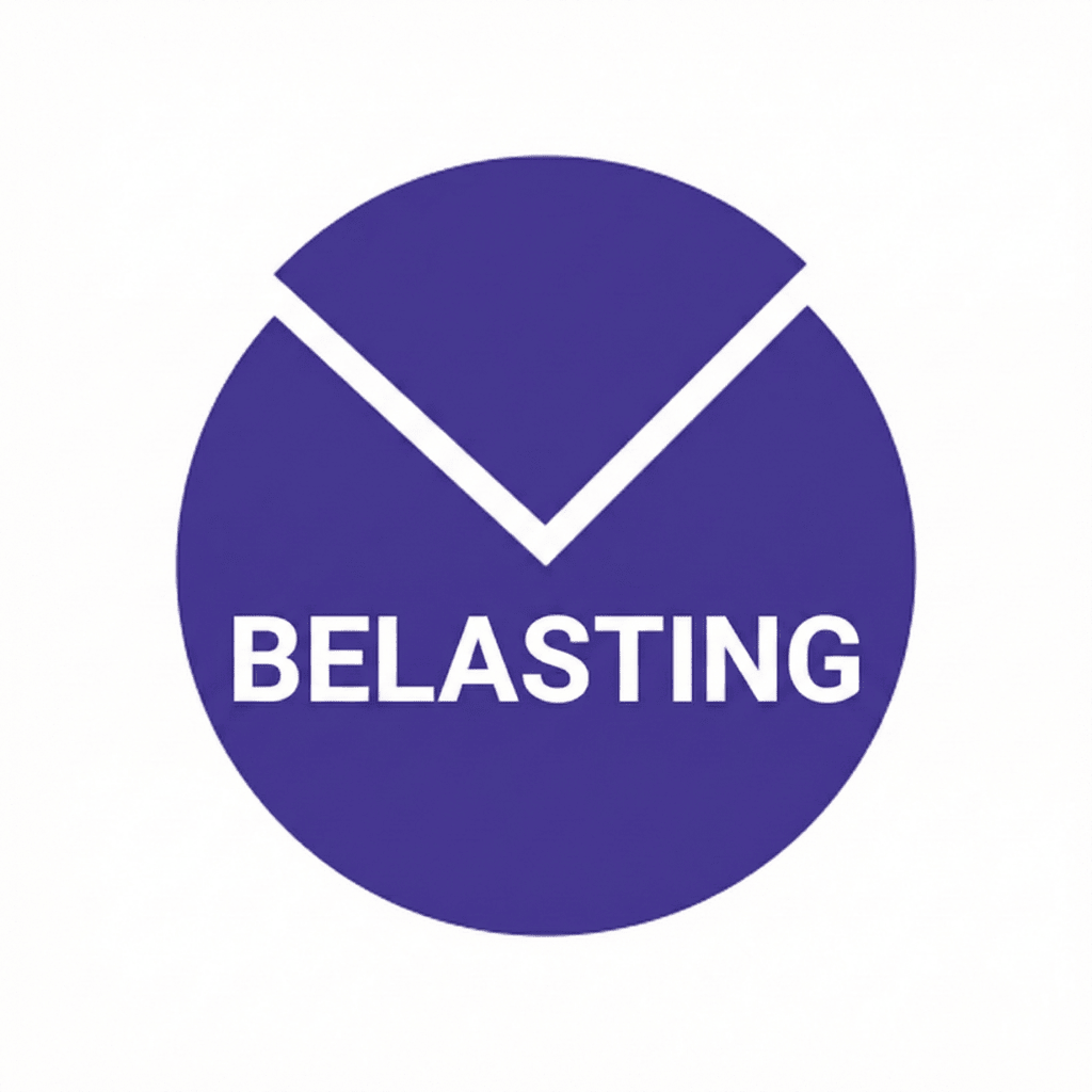 Logo van belastingdiens met die woord 'BELASTING' in wit op 'n pers agtergrond.