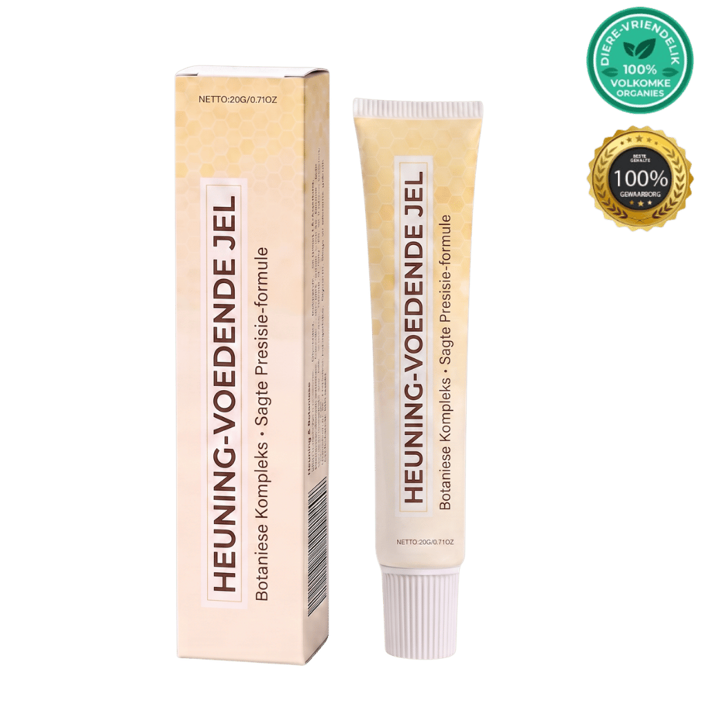 Premium Heuning Voedende Gel in tube with packaging, designed for nourishing and hydrating skin.