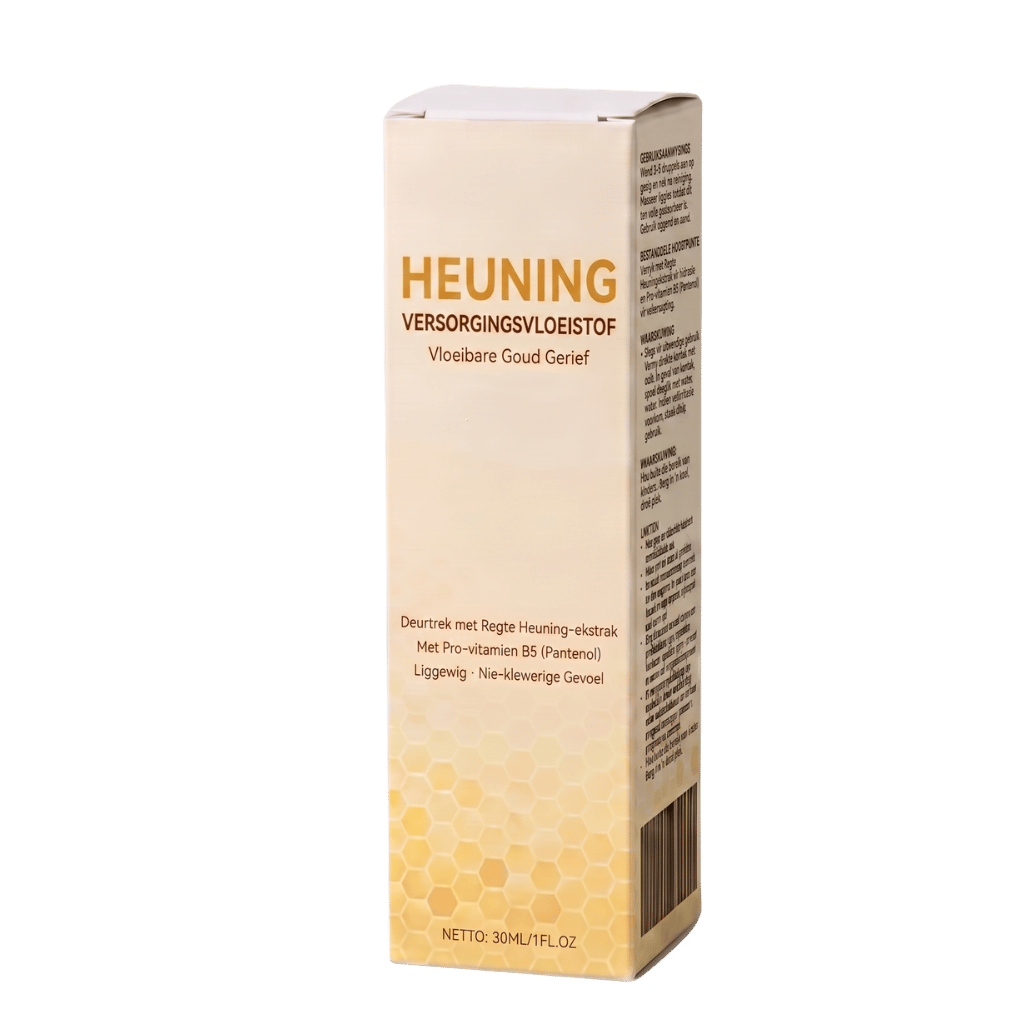 Heuning versorgingsvloeistof verpakking met natuurlike bestanddele en vloeibare goud gerief.