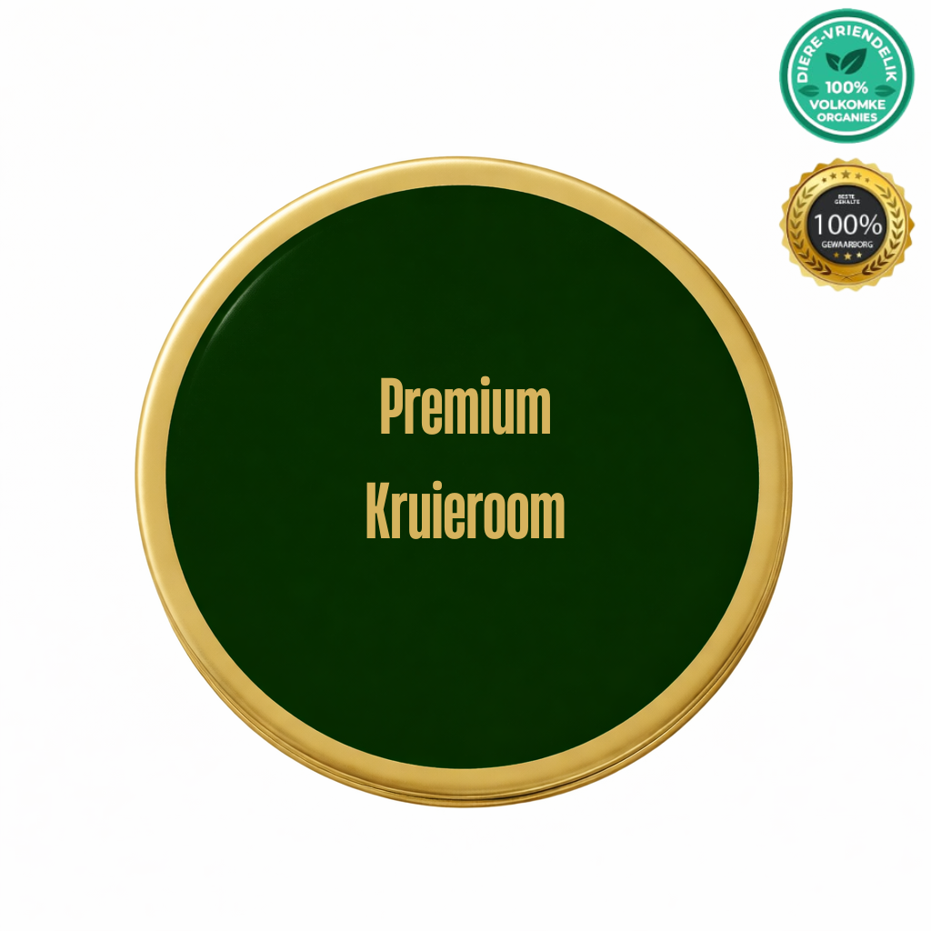 Premium Kruieroom in a green and gold circular packaging, showcasing its luxurious skin care benefits.