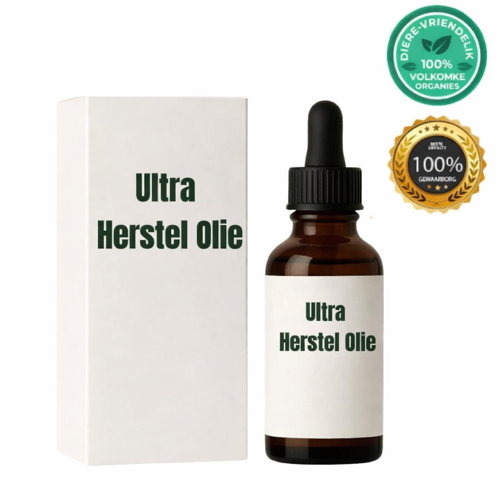 Ultra Herstel Olie met verpakking, natuurlik-geïnspireerde gesig- en liggaamsolie vir 'n gesonde gelaatskleur.