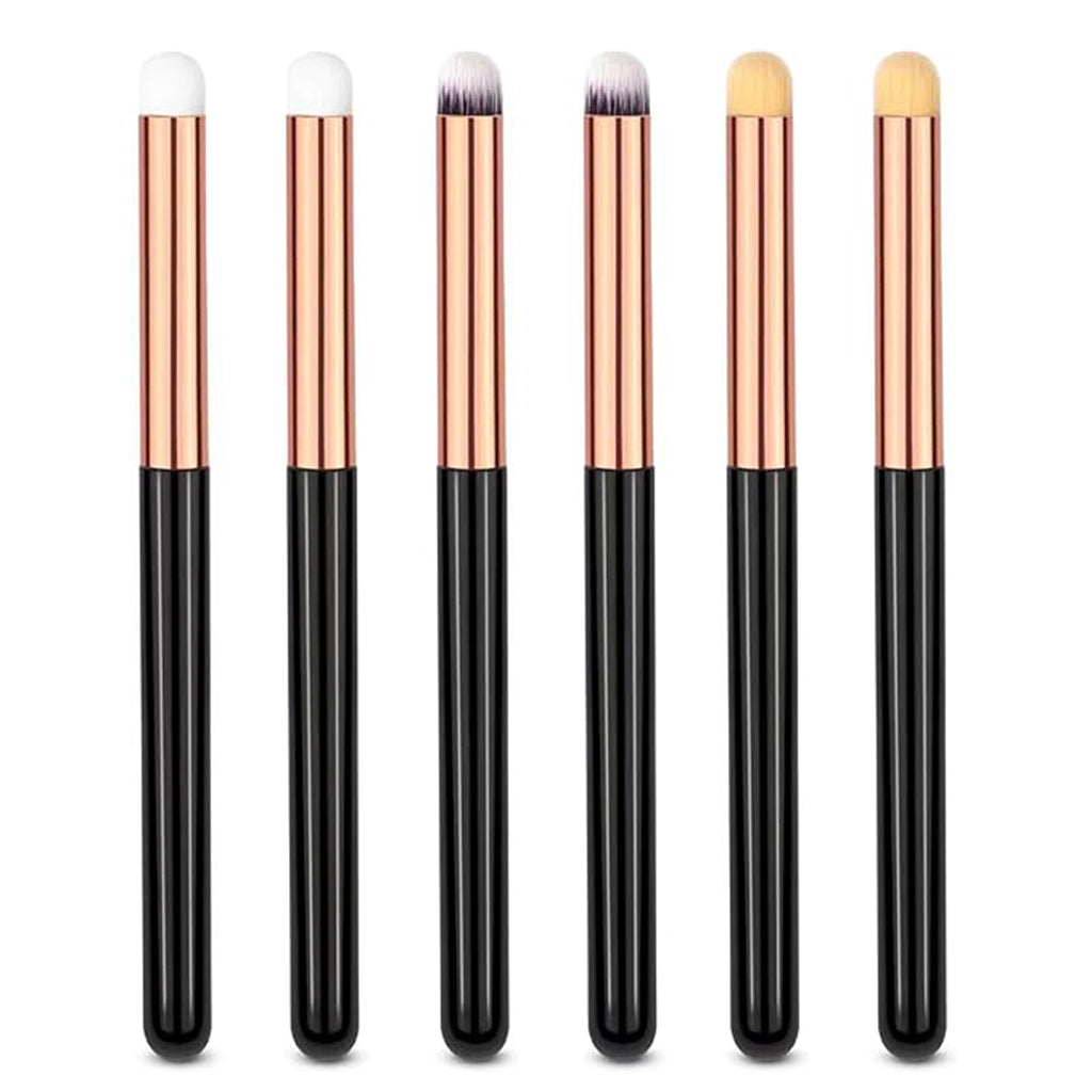 Aardlig BlendMaster Set featuring six professional makeup brushes with rose gold and black handles.