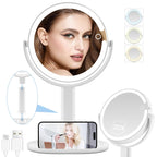 Aardlig GlowMirror with LED lighting for makeup, featuring 20x magnification and a removable suction base.
