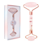 Aardlig GlowRoller elegant face massager in pink with natural stone and floral design
