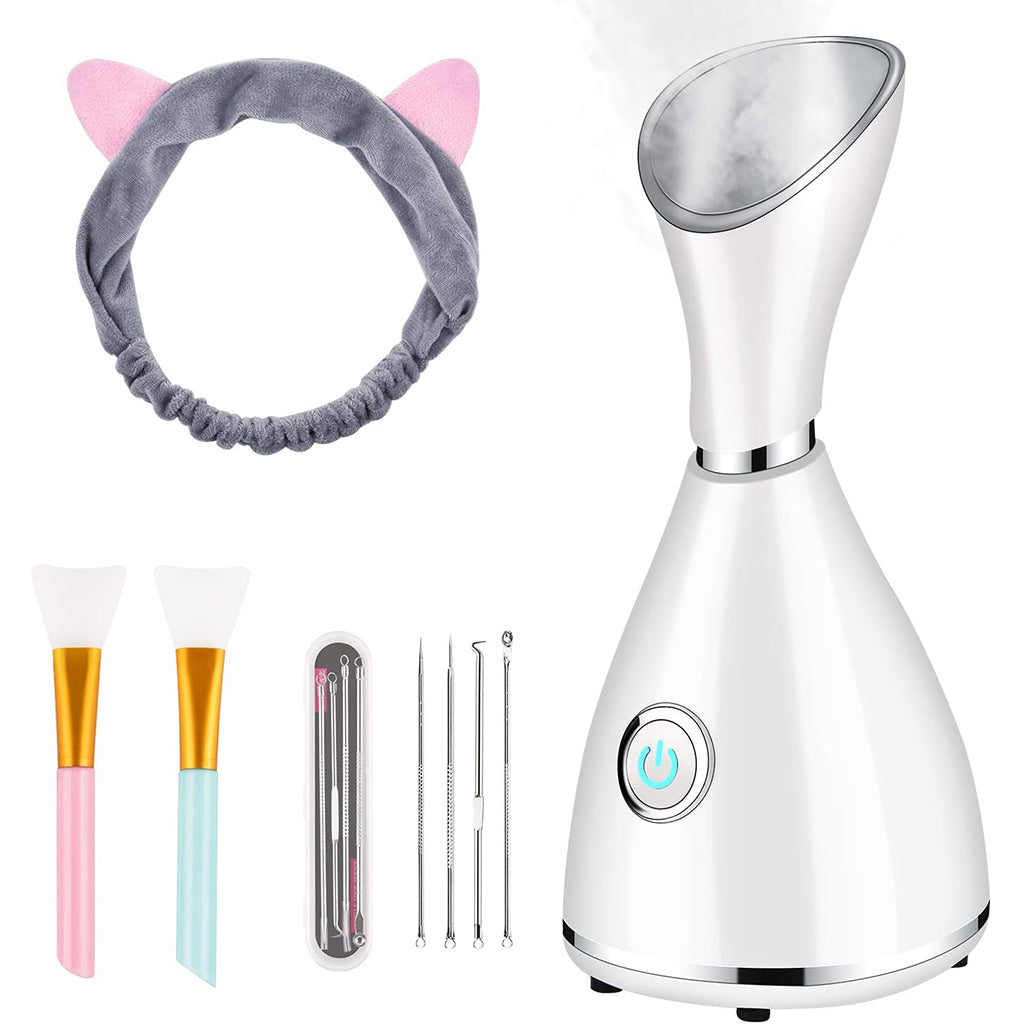 Aardlig HydroSteam skin steamer with face mask headband and skincare tools for deep cleansing and hydration.