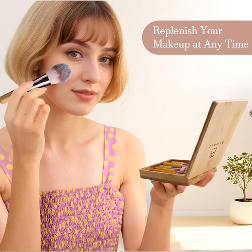 Aardlig ProBrush Set in use, highlighting professional makeup application with various brushes.