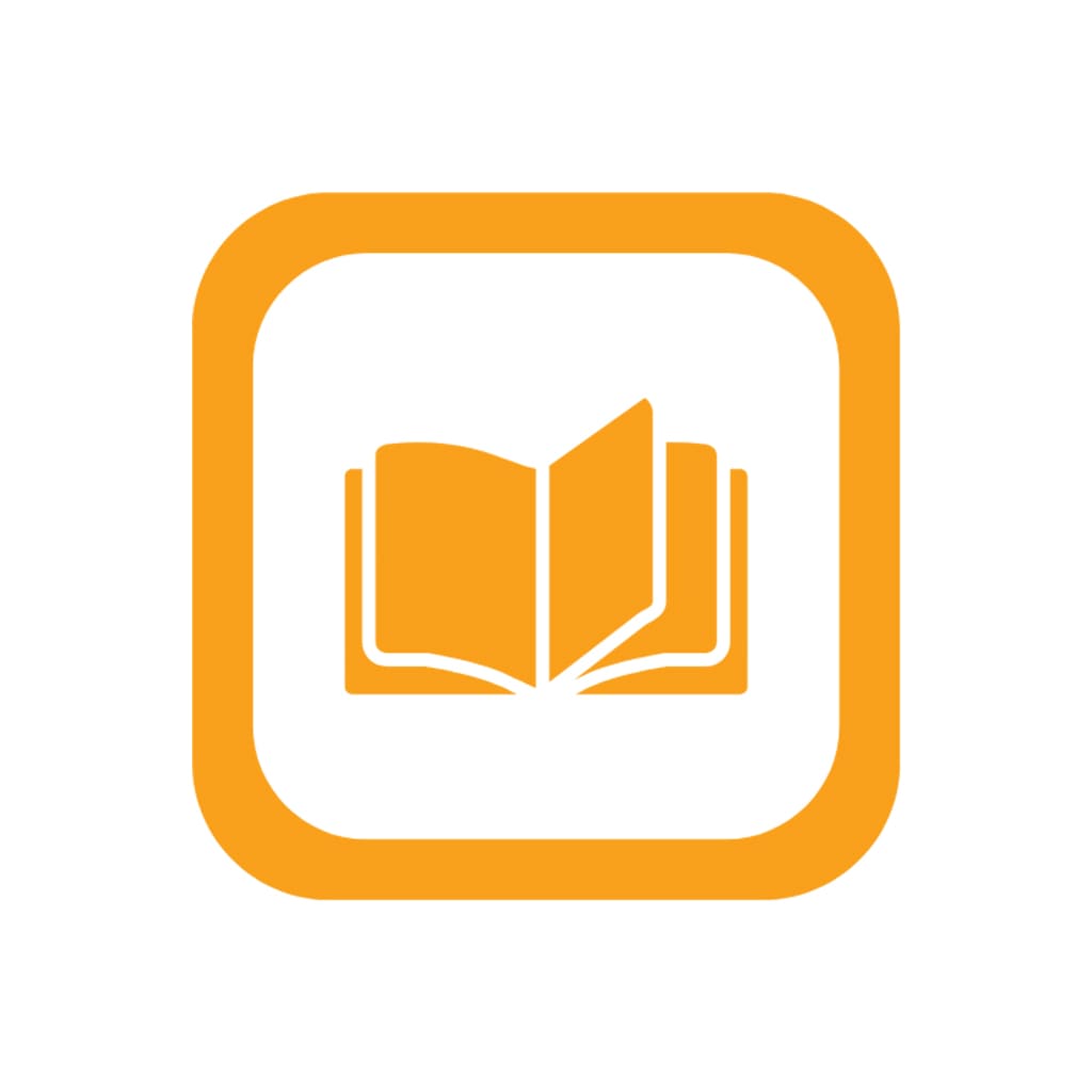 Gratis Uiteindelike E-boek simbool in 'n oranje omhulsel.